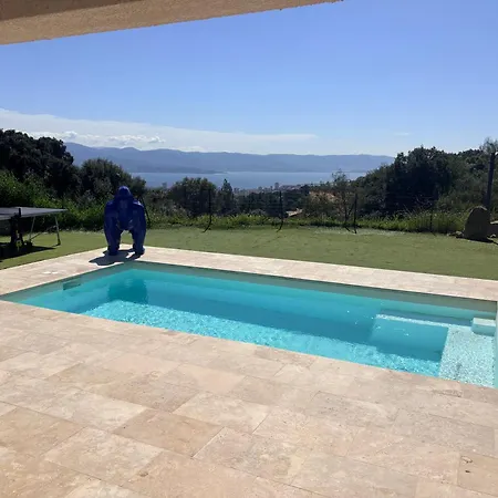 Moderne Piscine Vue Villa Ajaccio (Corsica)