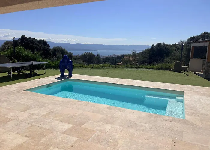 Moderne Piscine Vue Villa Ajaccio (Corsica)